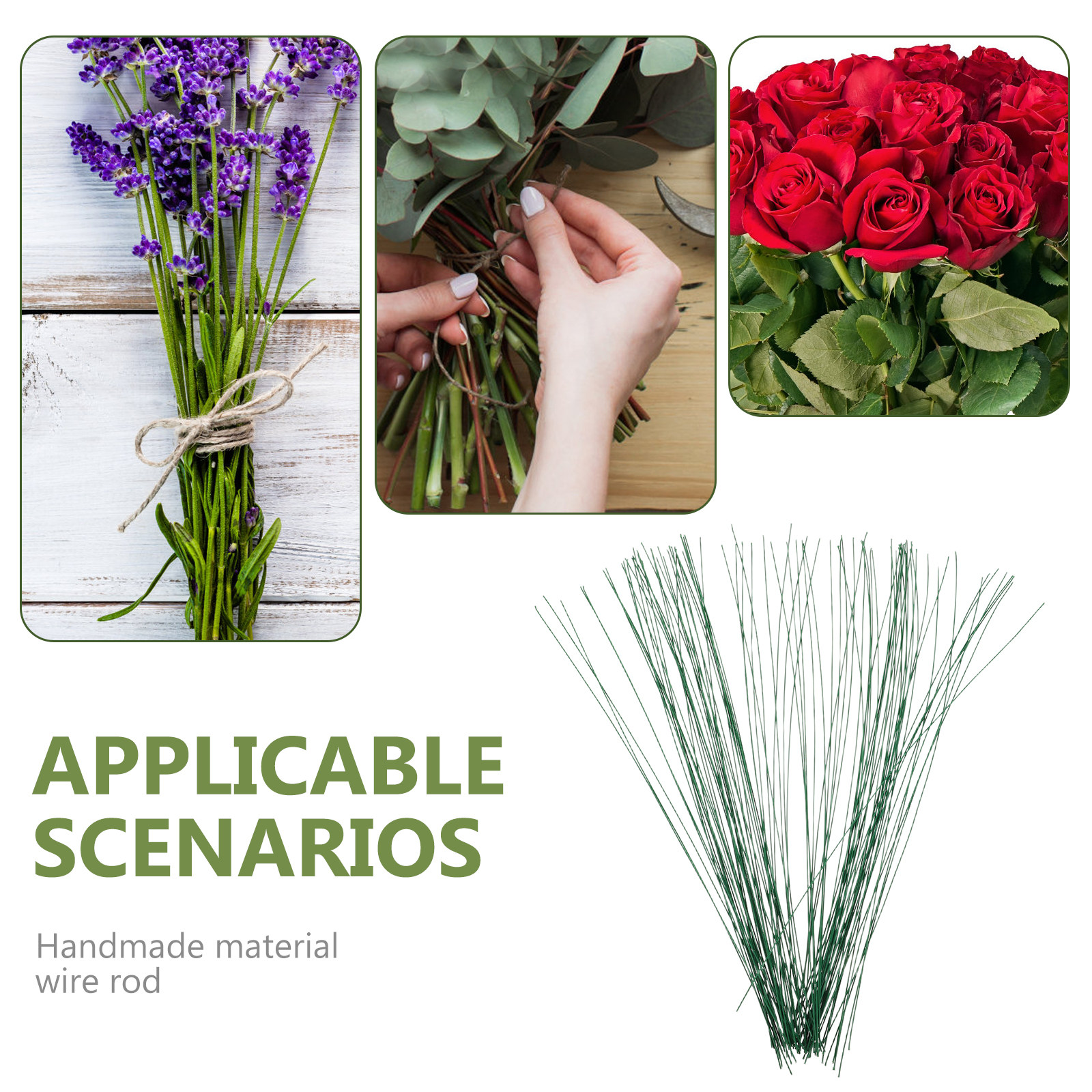 100Pcs Floral Stem Wire Green  - Wire Stem Florist recension och pris