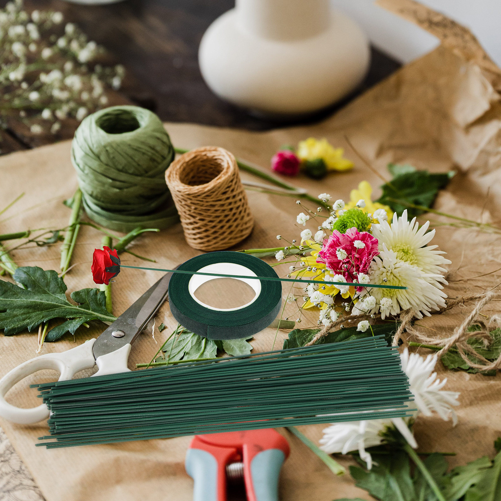 1Set Florist Tape Green and Fl - Wire Stem Florist recension och pris