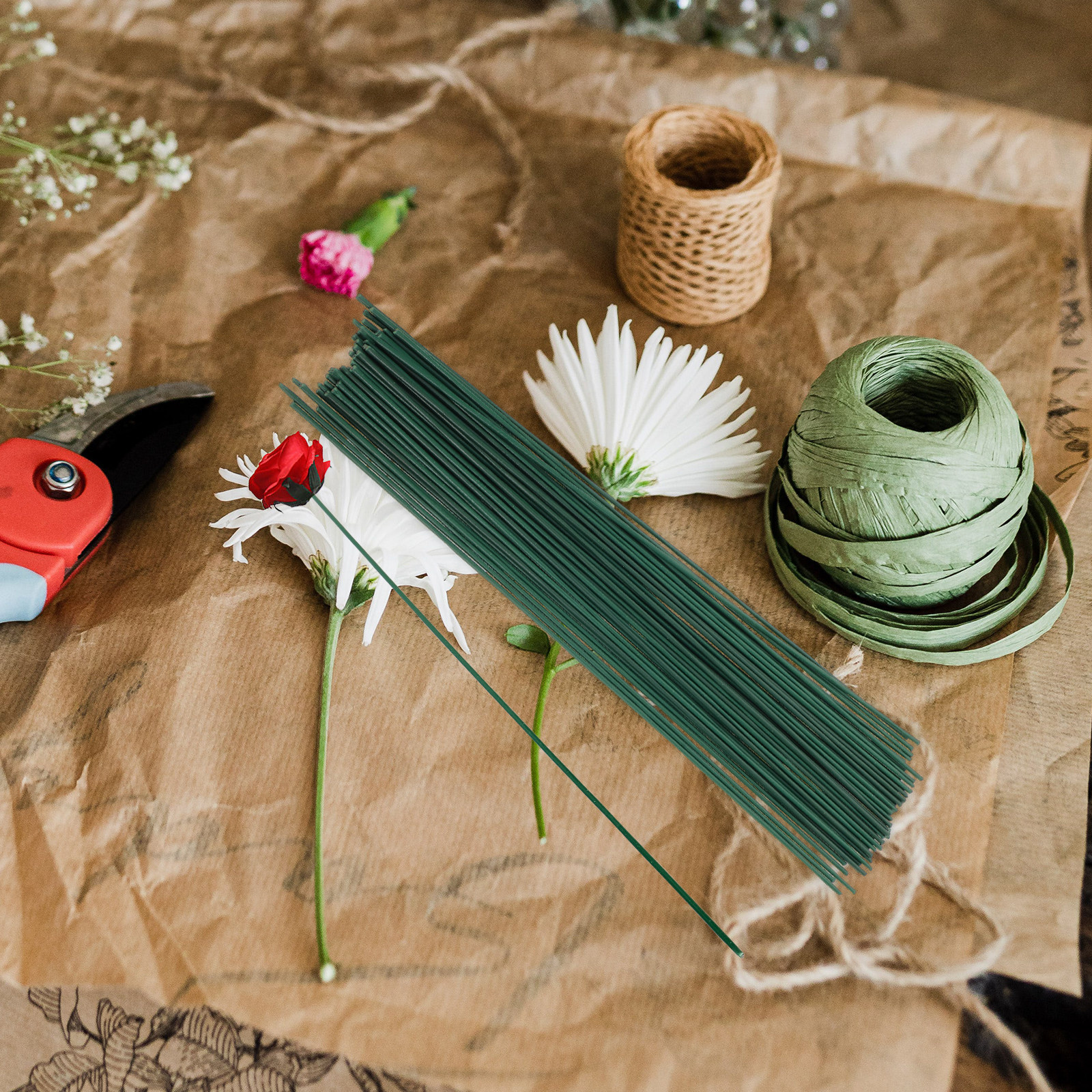 1Set Florist Tape Green and Fl - Wire Stem Florist recension och pris
